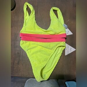 Dippin' Daisy's LIMITED EDITION NWT Neon Lime and Pink Two Piece size small